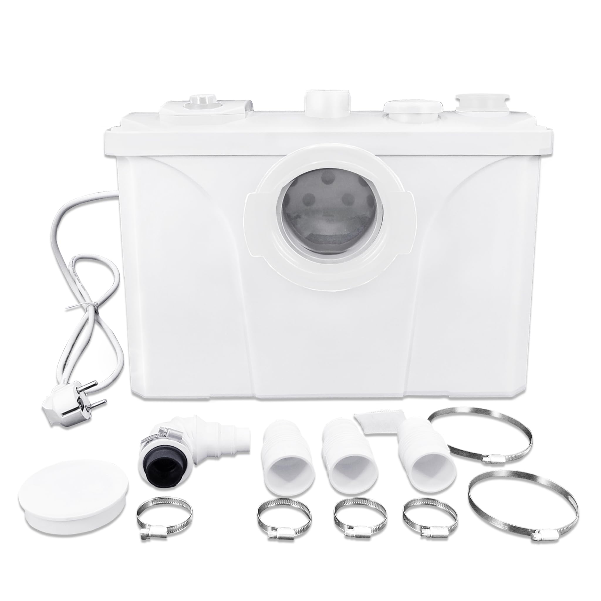 FIVMEN Sistema de elevación, 700 W, bomba sanitaria de aguas residuales, 180 l/min, sistema de elevación pequeño, bomba fecal con filtro de carbón activo, cuchillas de acero inoxidable y 3 entradas