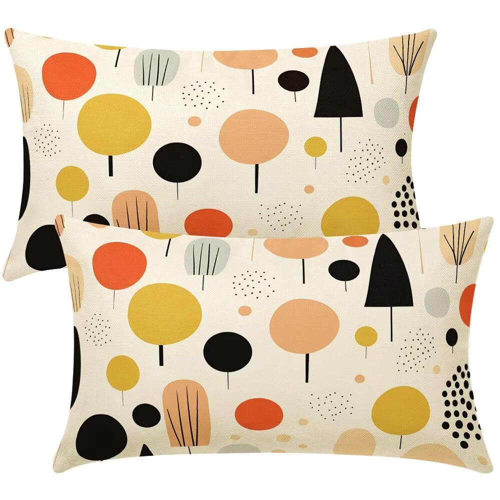 Cushion Covers 35cm x 55cm Geometric Cushion Cover 14 x 22 Inches Pack of 2 Throw Pillow Covers Modern Sofa Cushions Polyester Linen Decorative Pillowcases for Living Room Bedroom Home Decor -SC385