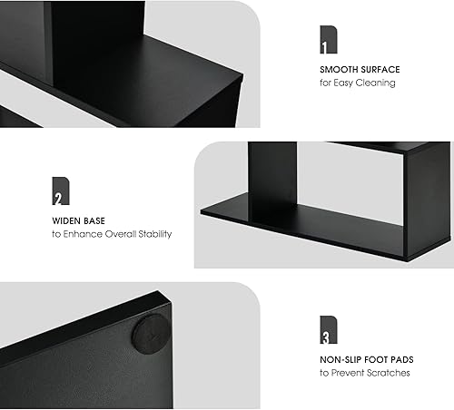 Miniatura 39 de Giantex Estantería geométrica blanca, de madera en forma de S, 6 niveles, moderna, independiente, decorativa, para dormitorio, sala de estar