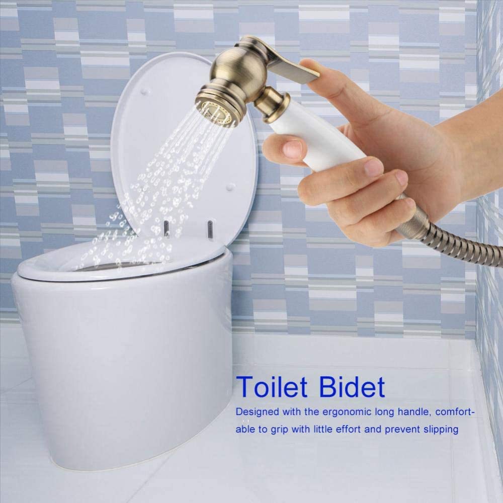 Bidet opryskiwacz z zimną wodą mosiężną ścianę przenośna przenośna ręczna kran bidet Zestaw łazienki prysznic bidet kran do higieny osobistej, pralka pieluszka, brąz, brąz LWX