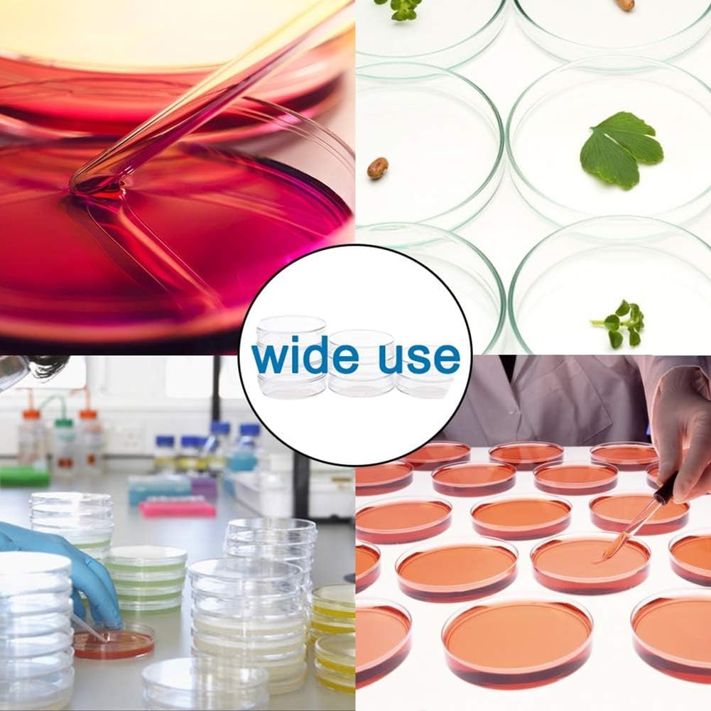 50 Placas de Petri Estériles de Plástico para Cultivo, para Análisis de Laboratorio, Experimentos Científicos y Proyectos Escolares.