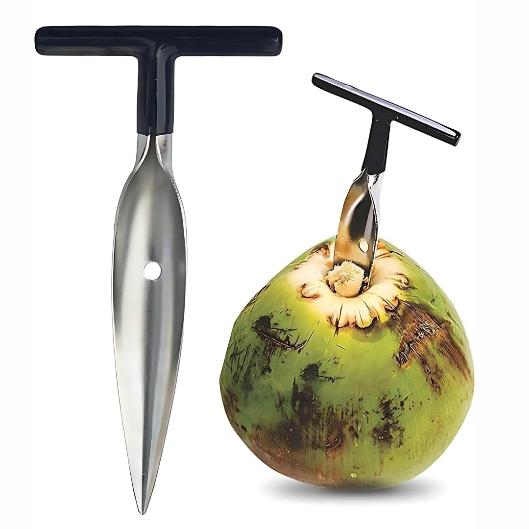 Stainless Steel Coconut Opener Tool with T-Shaped Handle, Manual Coconut Piercer and Driller for Tender and Mature Coconut Water, Pointed Kitchen Opening Tool for Home Use-picture-32