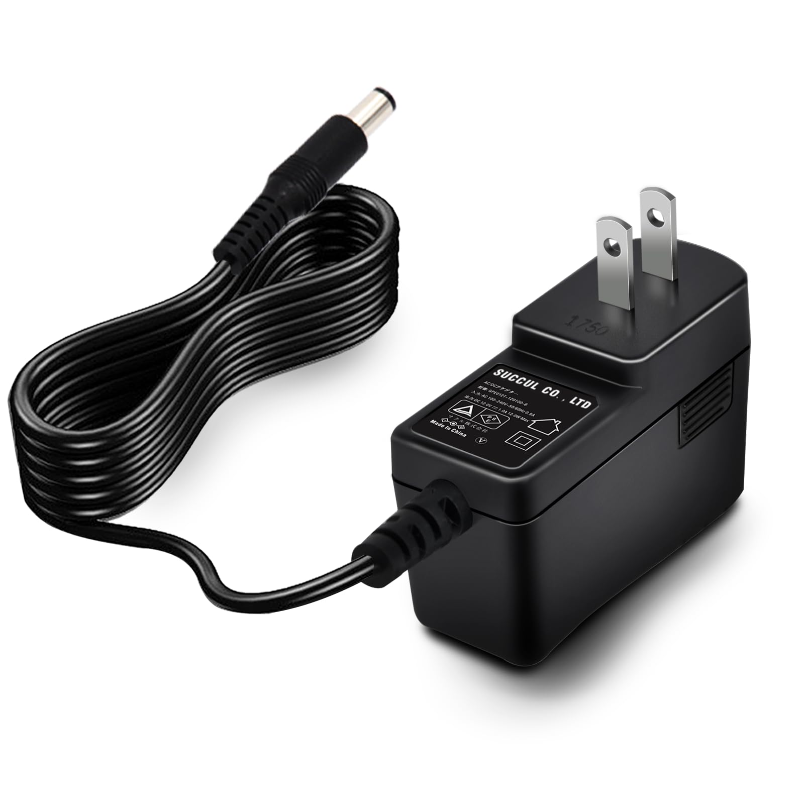 SUCCUL ACアダプター 12V 1A スイッチング式 センタープラス