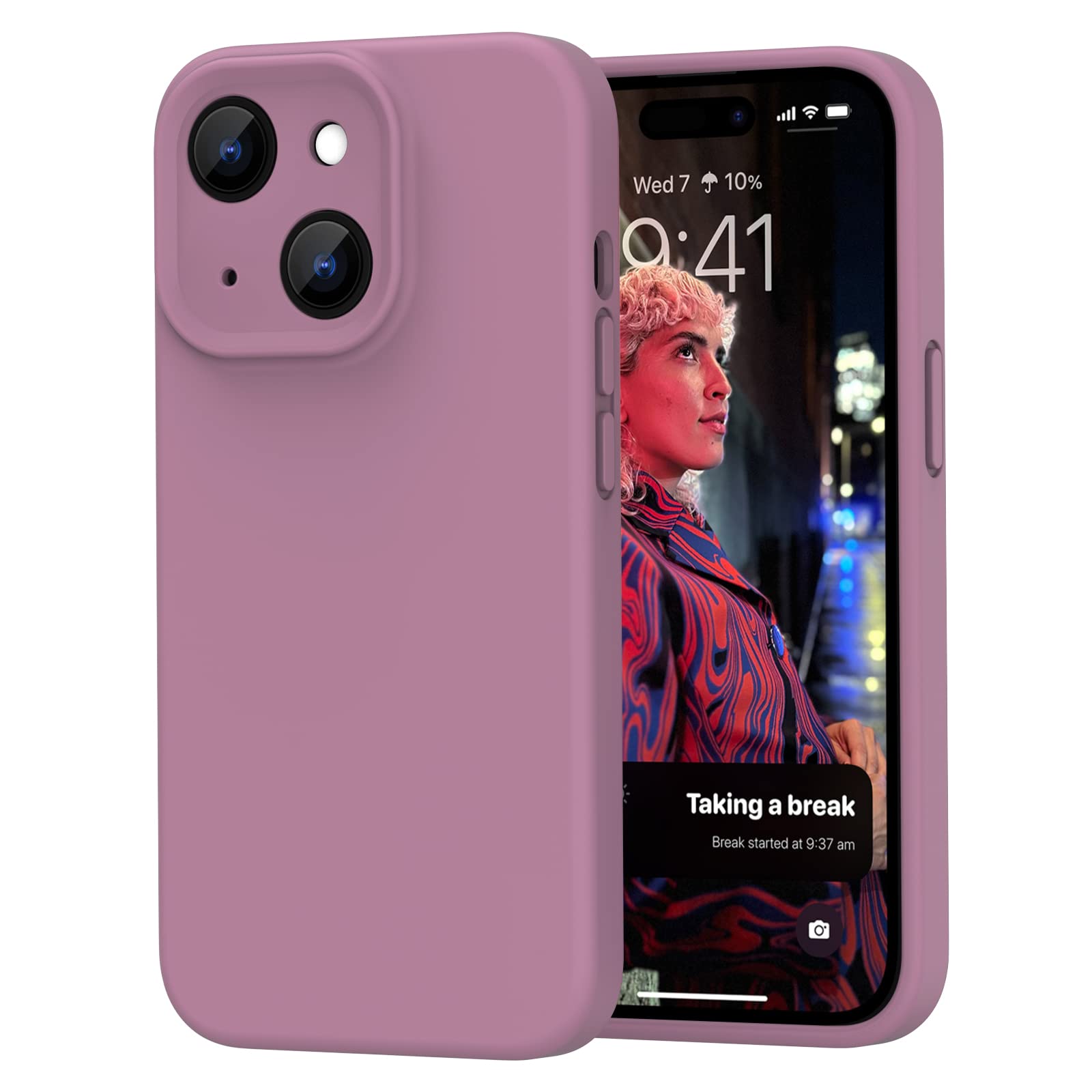 MAXCURYCase for iPhone 14, Liquid Silicone Protective Gel Rubber Phone Cover, Shockproof Anti-Scratch Full Body Bumper Camera Protection Cover for 2 Lenses Apple 14 (Blackcurrant Purple)
