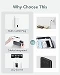 Charmast 10000mAh Portable Charger with Built-in Cables and AC Wall Plug,Compact Slim Power Bank, External Battery Pack, Travel Accessories Compatible with iPhone 16/15/14/13, Android, All Cellphones