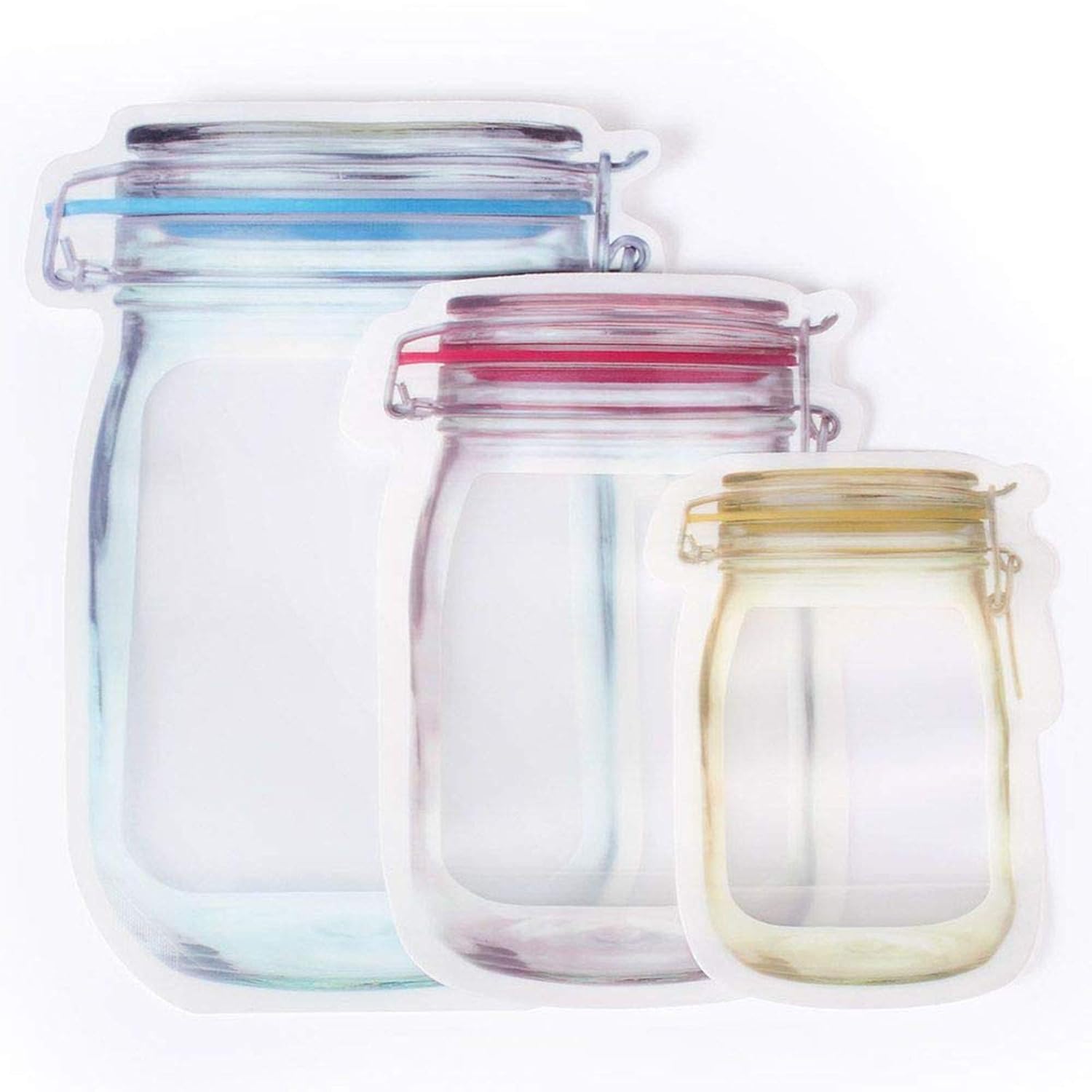 Food Storage Bag 3 Pis Set Stand up Pouch Jar Zipper Bags Seal Fresh for Cookies Candy Nuts PVC Ziplock Portable Sealing Saver Picnics Snacks Parties Kitchen (pack of 1)-image-20