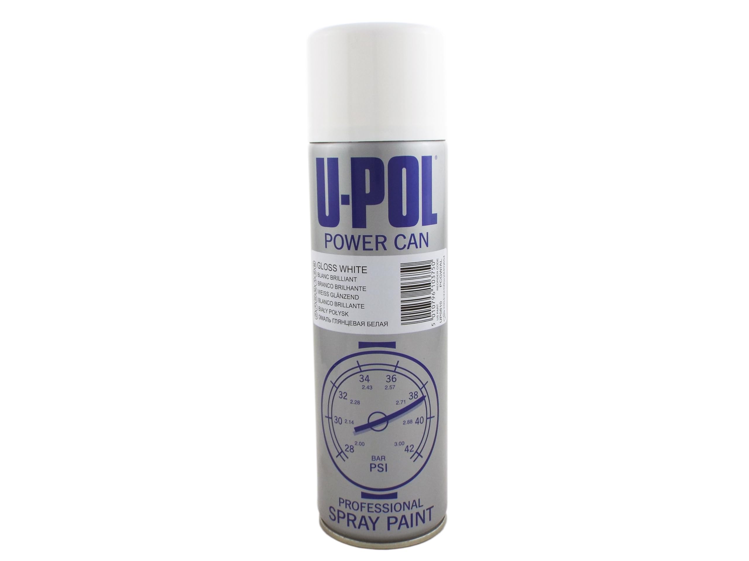 U-POL Power Can Gloss White Paint 1 x 500ml Aerosol can, durable top coat Car Wheel Body Paint Touch Up