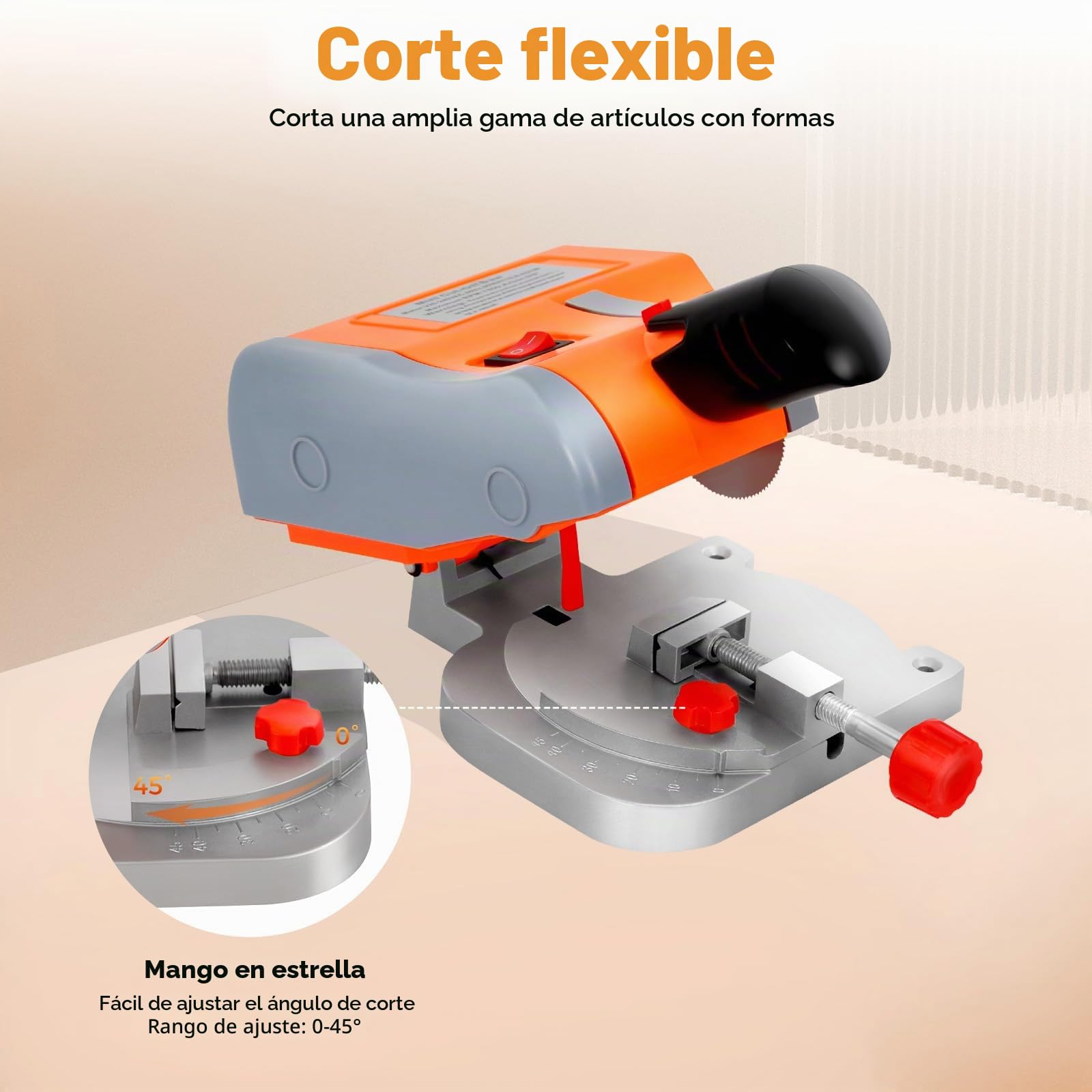 Mini Sierra de mesa doble motor 7800 rpm – Multifunción ajustable 45° para madera y bricolaje – Sierra circular compacta para modelismo y ocio creativo