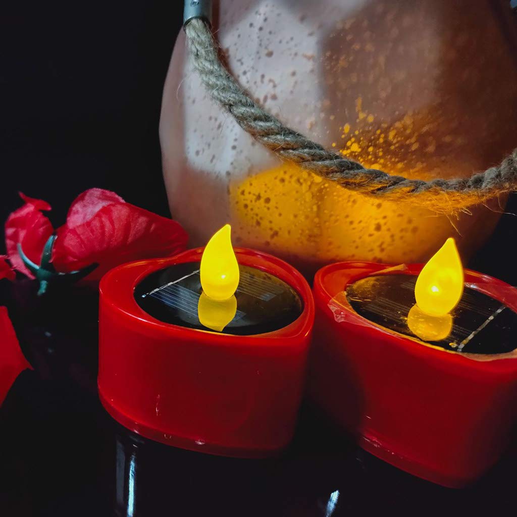 Lampada elettronica a LED a forma di cuore a forma di luce alimentata solare senza fiamma
