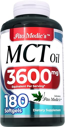 FITO MEDIC'S Laboratorio  Aceite de mct  180 cápsulas blandas  3600 mg  Aceite de mct Orgánico  Cápsulas de aceite mct  Extracto de concentrado