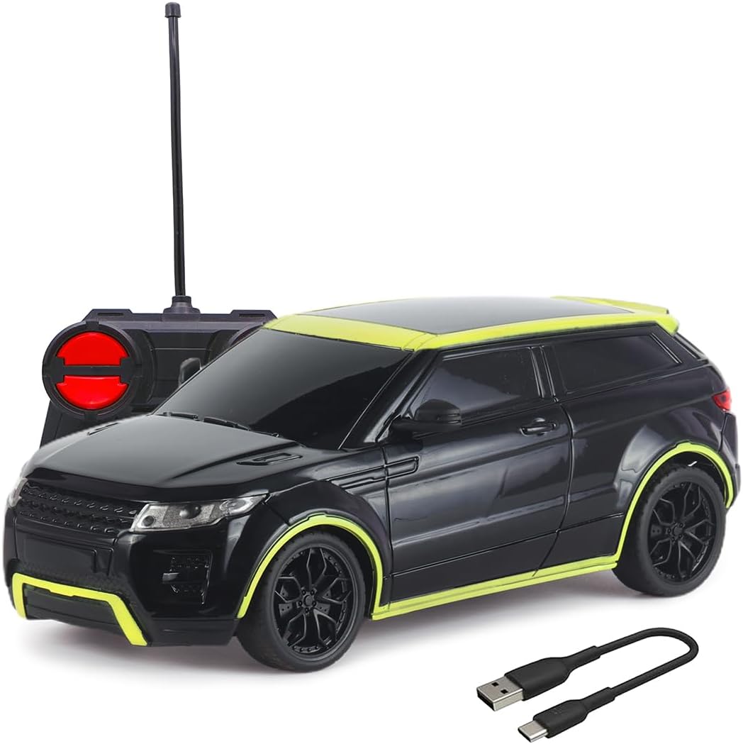 Wembley Remote Control Car Toy for Kids 1:24 Rechargeable High Speed Racing Mini RC Car for Kids Birthday Gift BIS Certified Proudly Made in India - Black & Lime