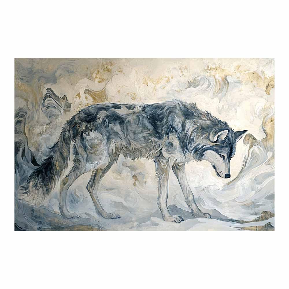 Toile loup abstrait gris grand format pour grand mur vide - 8