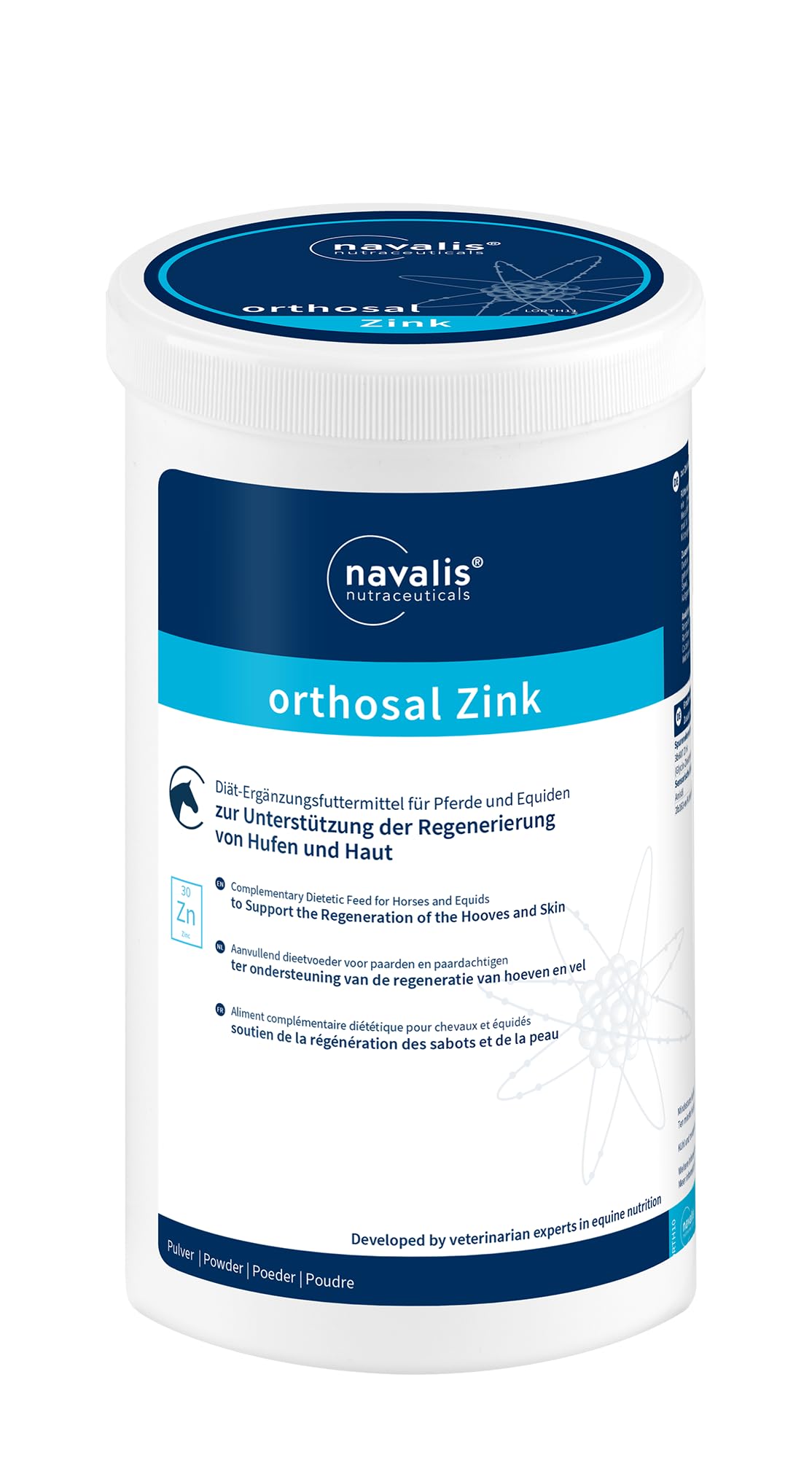 Navalis Orthosal Zink Horse | 750 g | Diät-Ergänzungsfuttermittel für Pferde | Organisch gebundenes Zink