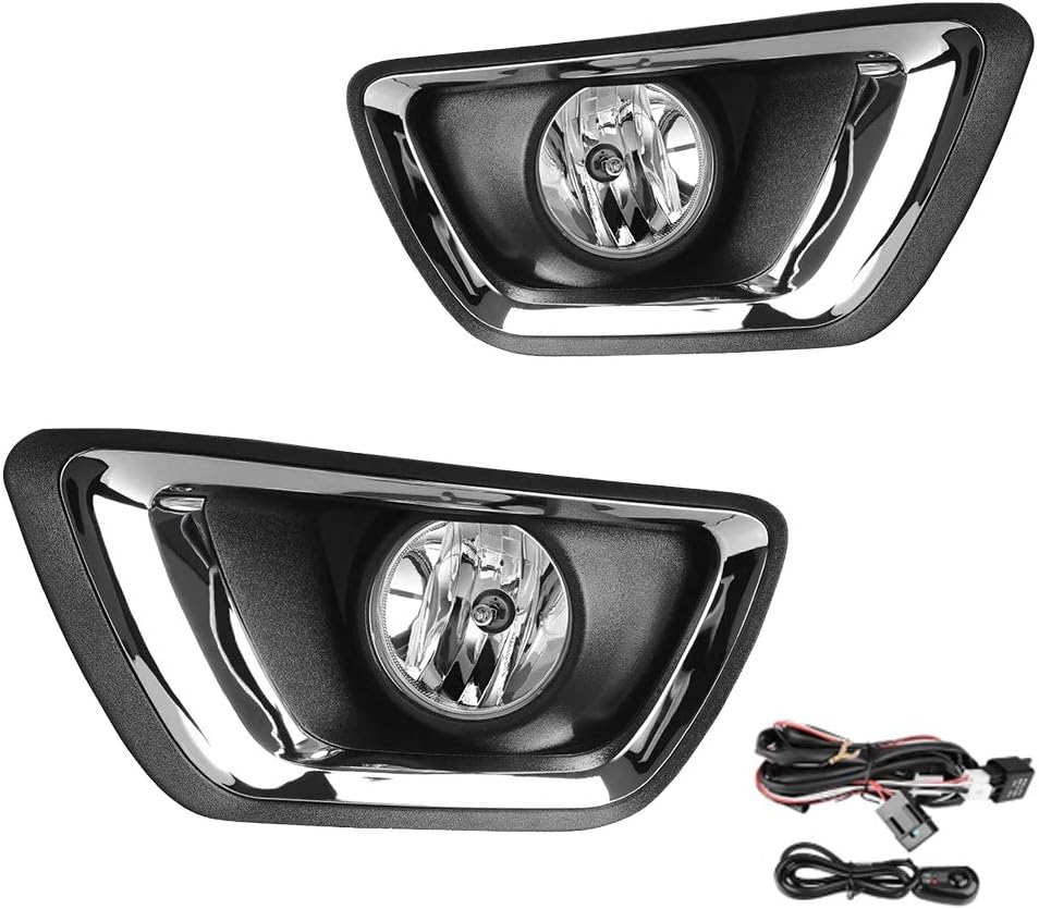 A ABIGAIL Driving Fog Lights Lamps Replacement for Chevy Colorado 2015 2016 2017 2018 with H16 12V 19W Halogen Bulbs & Wiring Harness Kit (Clear Lens)