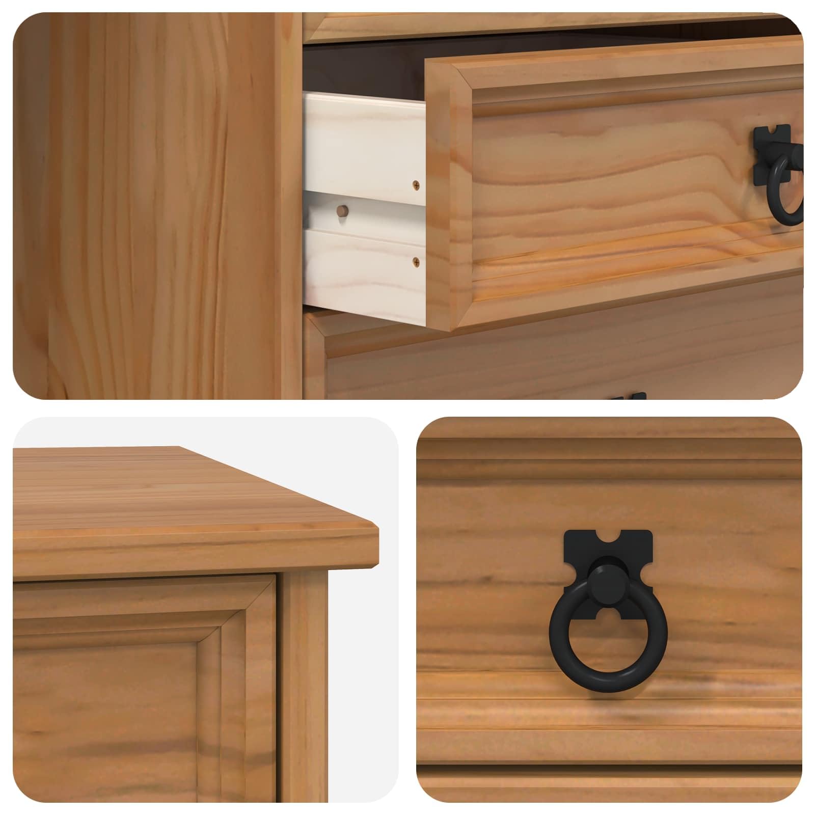 vidaXL Armadietto Rotolante con Cassetti CORONA Marrone Miele, Spazio ampia per salotto, ufficio, hobby, design rustico con mobiletto e cassetto, facile da pulire