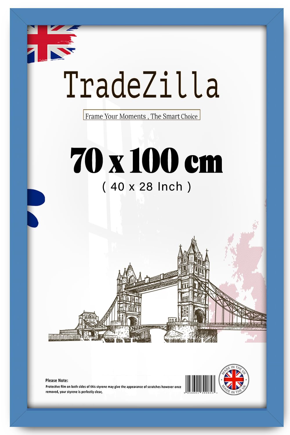 TradeZilla | Standard Size 40 x 28 Inch Blue poster frame -700 x 1000 mm Light Weight Mdf Wood – (70 x 100 CM) Sleek Design -|Perfect interior Décor [ Blue ]
