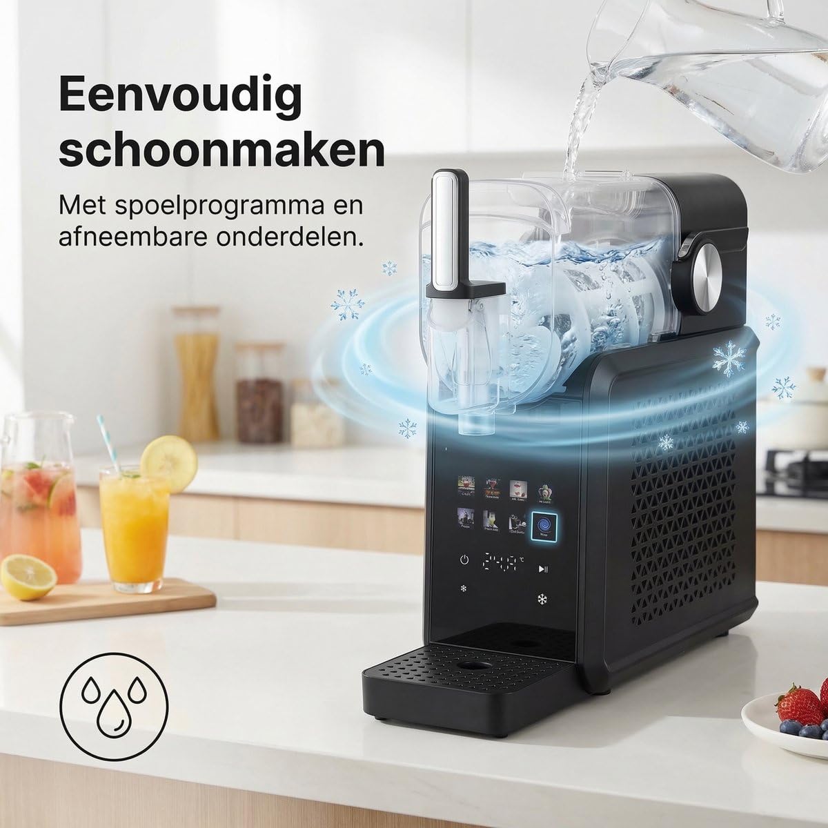 Machine à granités Lugia Arctic – Machine à Slush Puppies – 1,8 L – 7 programmes – Milkshakes, frappés, cocktails glacés et smoothies – Machine à glace – Autonettoyante – 200 W