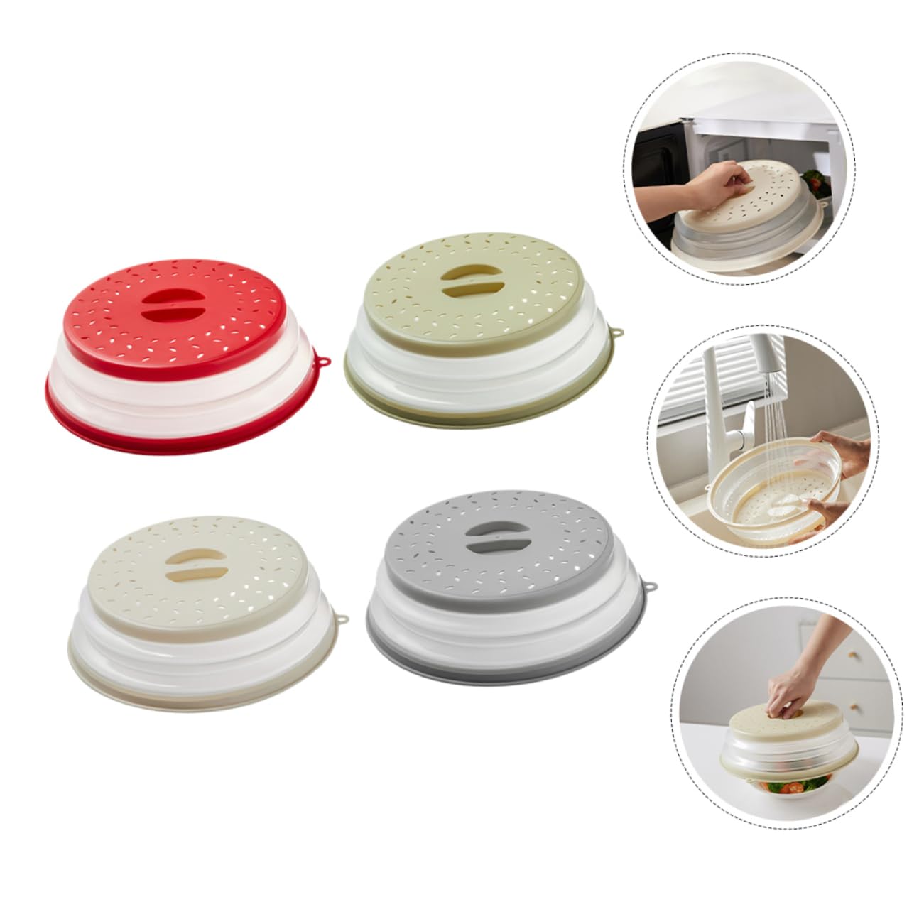 4 Piezas Cubiertas para Microondas Reutilizables Resistentes al Calor, Protectoras contra Salpicaduras, Utensilios de Cocina para Calentar Alimentos Color Aleatorio