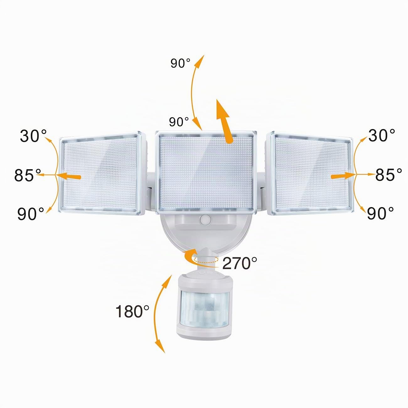 SOLLA - Luz LED de seguridad, 3000 lm, 40 W, luz de día, 5000 K, luz blanca, impermeable IP65 reflector para garaje jardín cubierta porche entrada