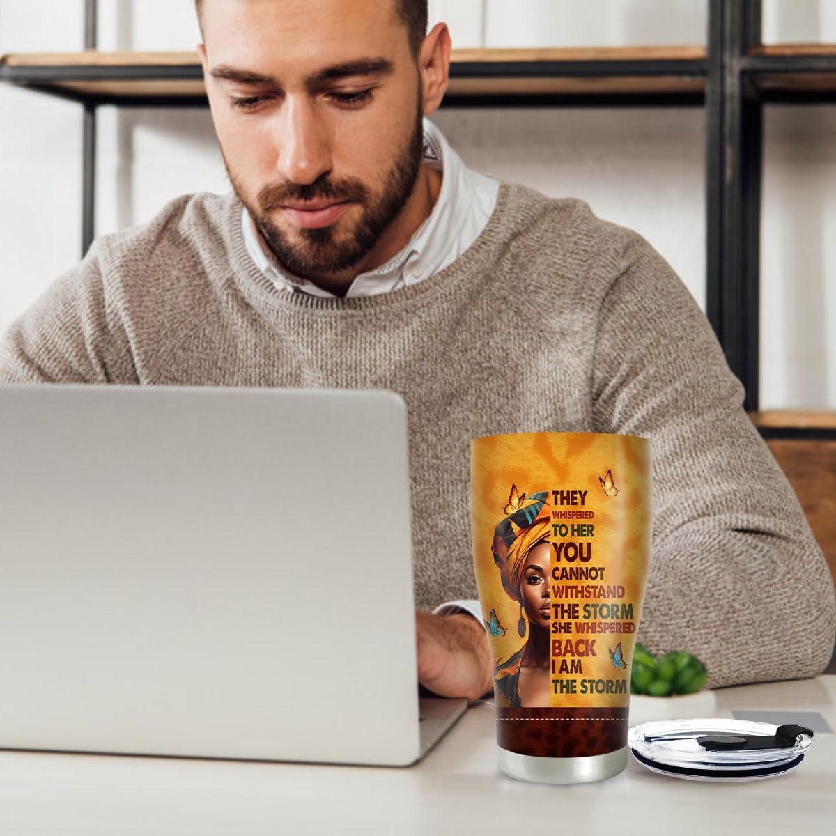 Sistabag - Coffee Tumbler For Black Women - Birthday, Mother's Day, Christmas Gifts For Women, Pride Tumbler For Woman (They Whispered To Her, 20 Oz) - Image 3