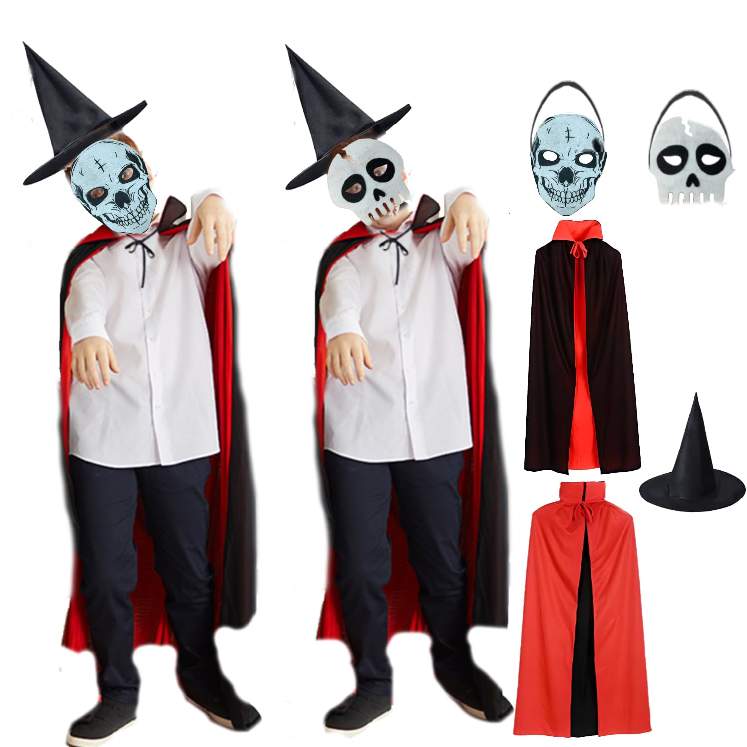 Rudra Fancy Dress Halloween costumes for kids | Halloween dress for girls (7-8 Years, W - Robe Costume with 2 White Felt Mask & Hat) (B0CKZ842DD) Amazon Price History, Amazon Price Tracker