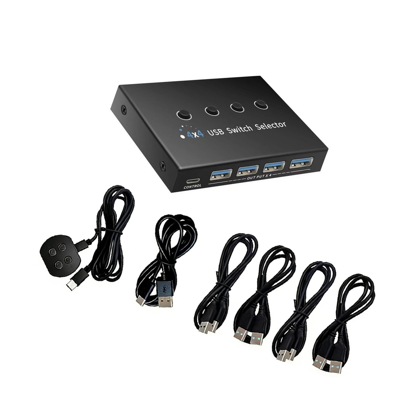 Conexión de conmutador de concentrador USB 3.0 de aleación, 4 computadoras a 4 dispositivos USB con velocidad de transferencia rápida de 5 Gbps, conmutador USB de aleación que permite que