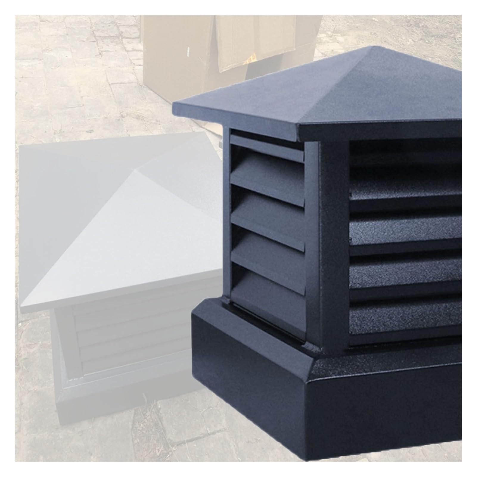 BHFLJSAQ Chimney Rain Caps,Aluminum Alloy Modern Chimney Cap, Square Roof Vent Cowl with Rain Louver, Windproof Drain Cap (16x16in/40.6x40.6cm) - Durable Weatherproof Solution