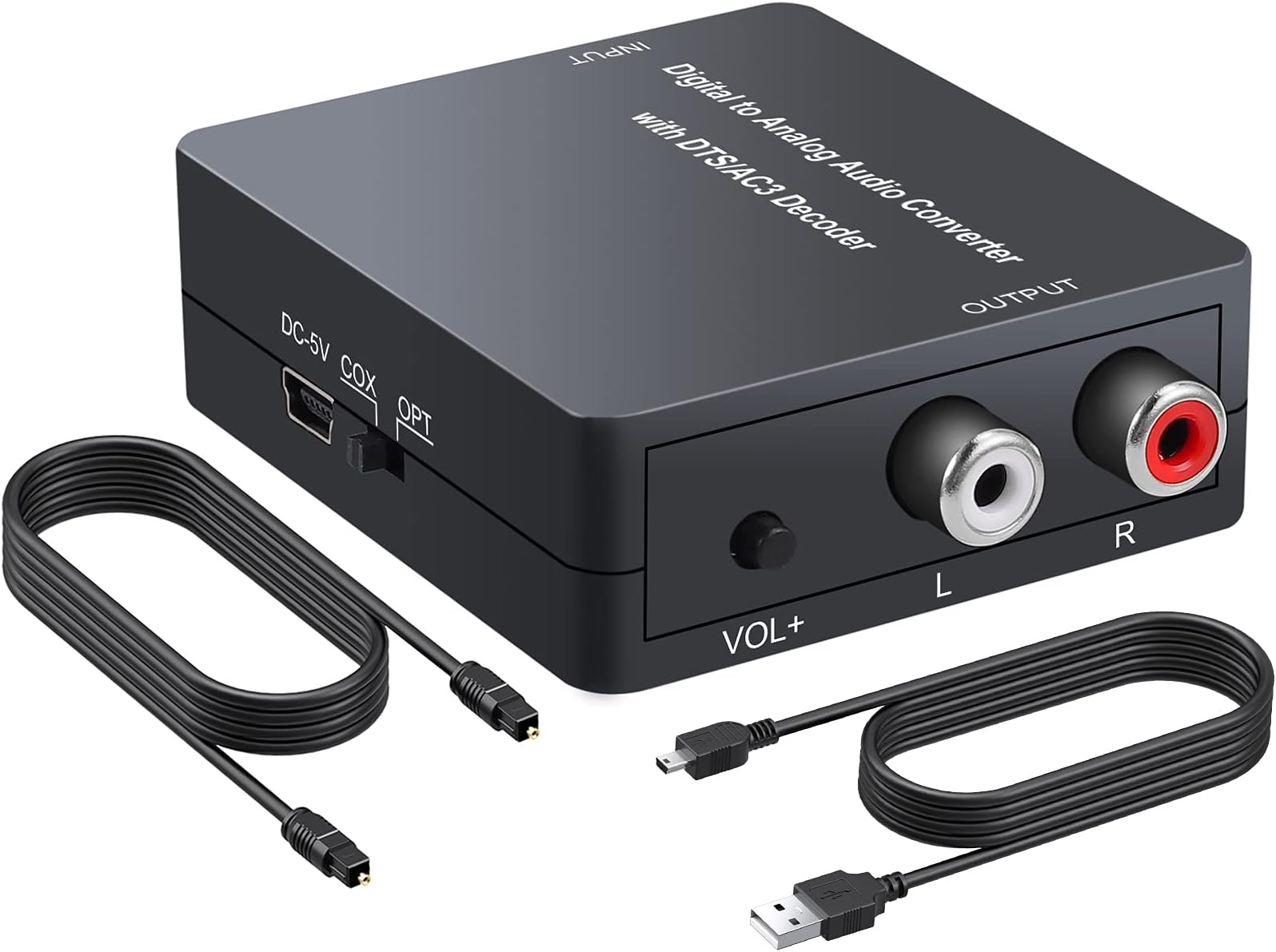 PROZOR Digital to Analog Audio Converter with Dolby Decoder Optical to 3.5mm Optical Out to RCA DTS DAC Decode Converter Optical/SPDIF/Toslink/Coaxial/Dolby/DTS/PCM/5.1CH to 2CH Analog Stereo