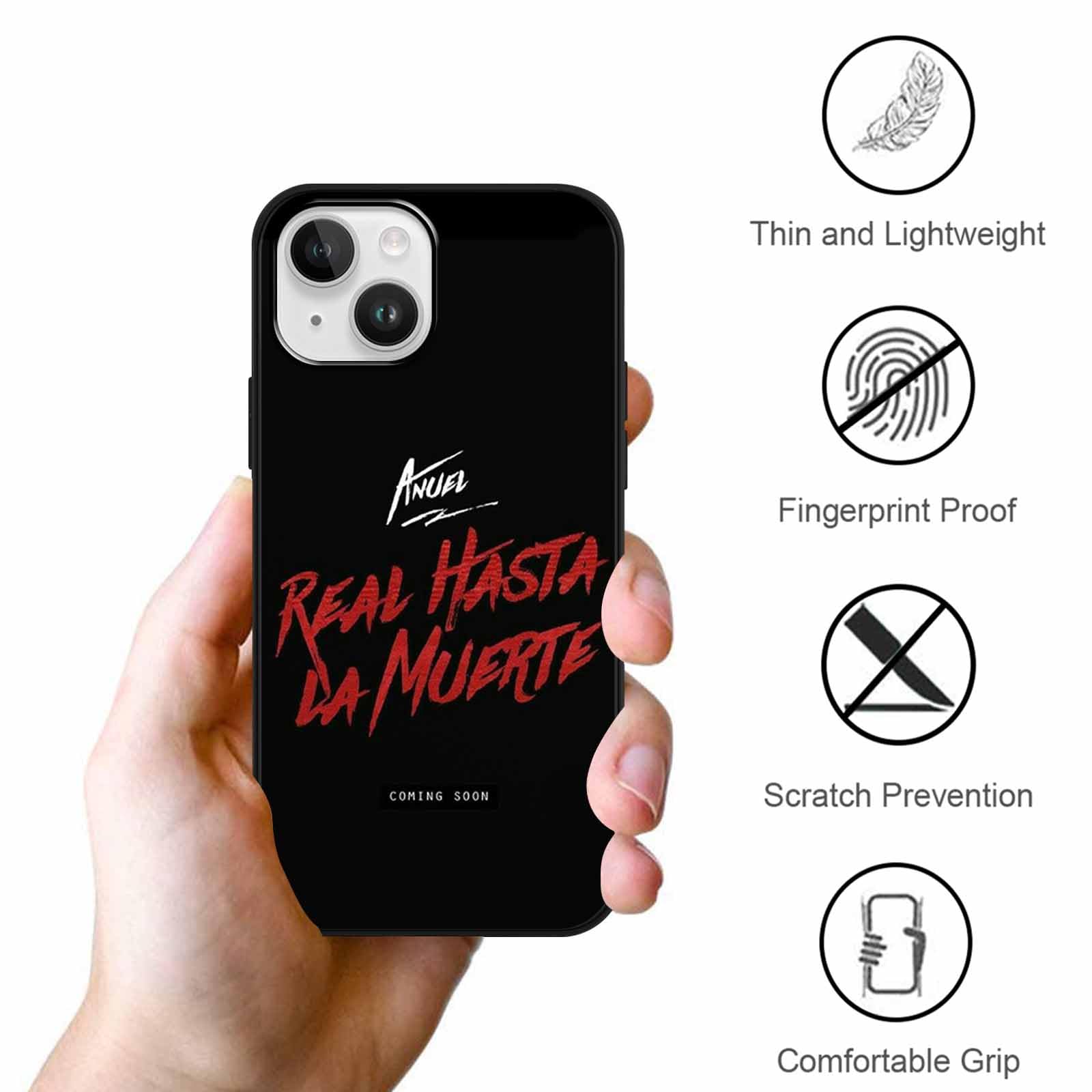 nurkorki [2 pezzi] Custodia per iPhone 13 iPhone 14 6,1con Anuel AA, Rapper Pattern Disegni Silicone Antiurto TPU Protettiva Bumper Phone Case per Man, con iPhone 13 iPhone 14,Cool 2