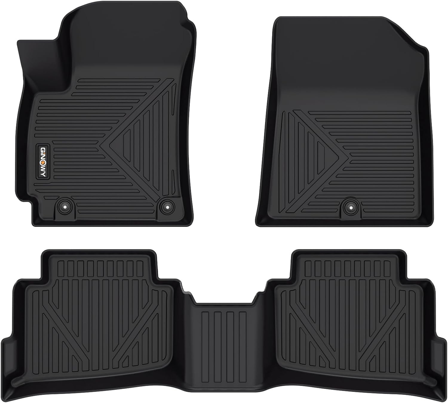 GINOWY- Floor Mats for Kia Seltos 2020-2024 2025, TPE All Weather Protection Mats for Kia Seltos 2024, Custom Seltos Floor Liners Non-Slip Waterproof Automotive Accessories, Black For Seltos 2020-2025?2 rows