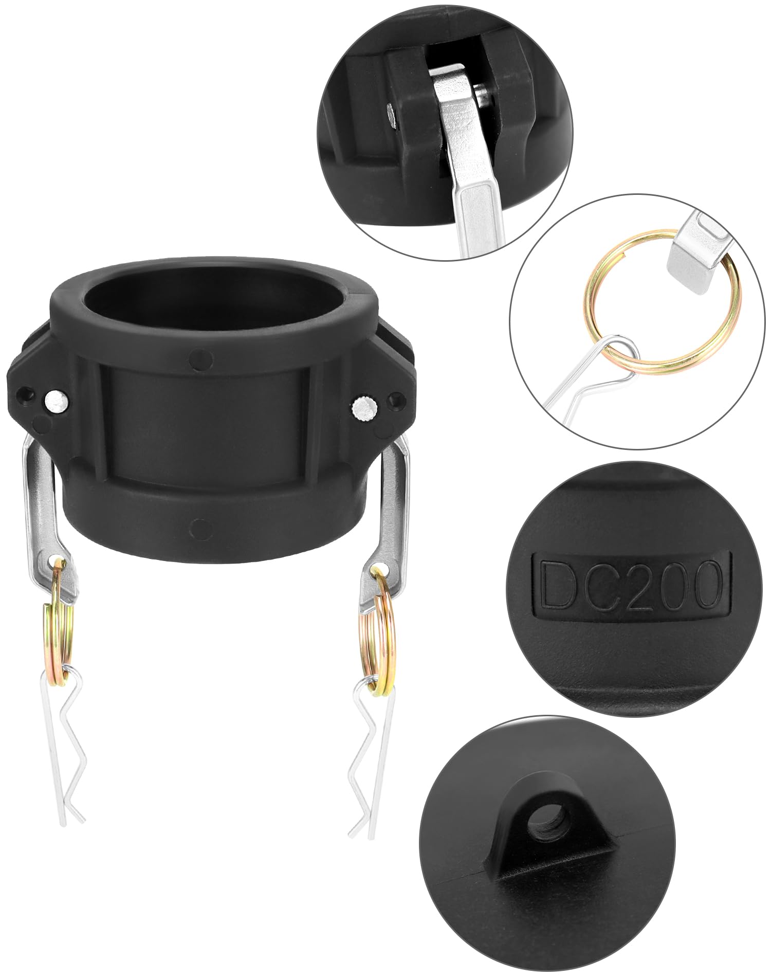QWORK Raccordi di bloccaggio a camma in polietilene, confezione da 4 raccordi standard CC da 5,1 cm, raccordi in plastica Camlock