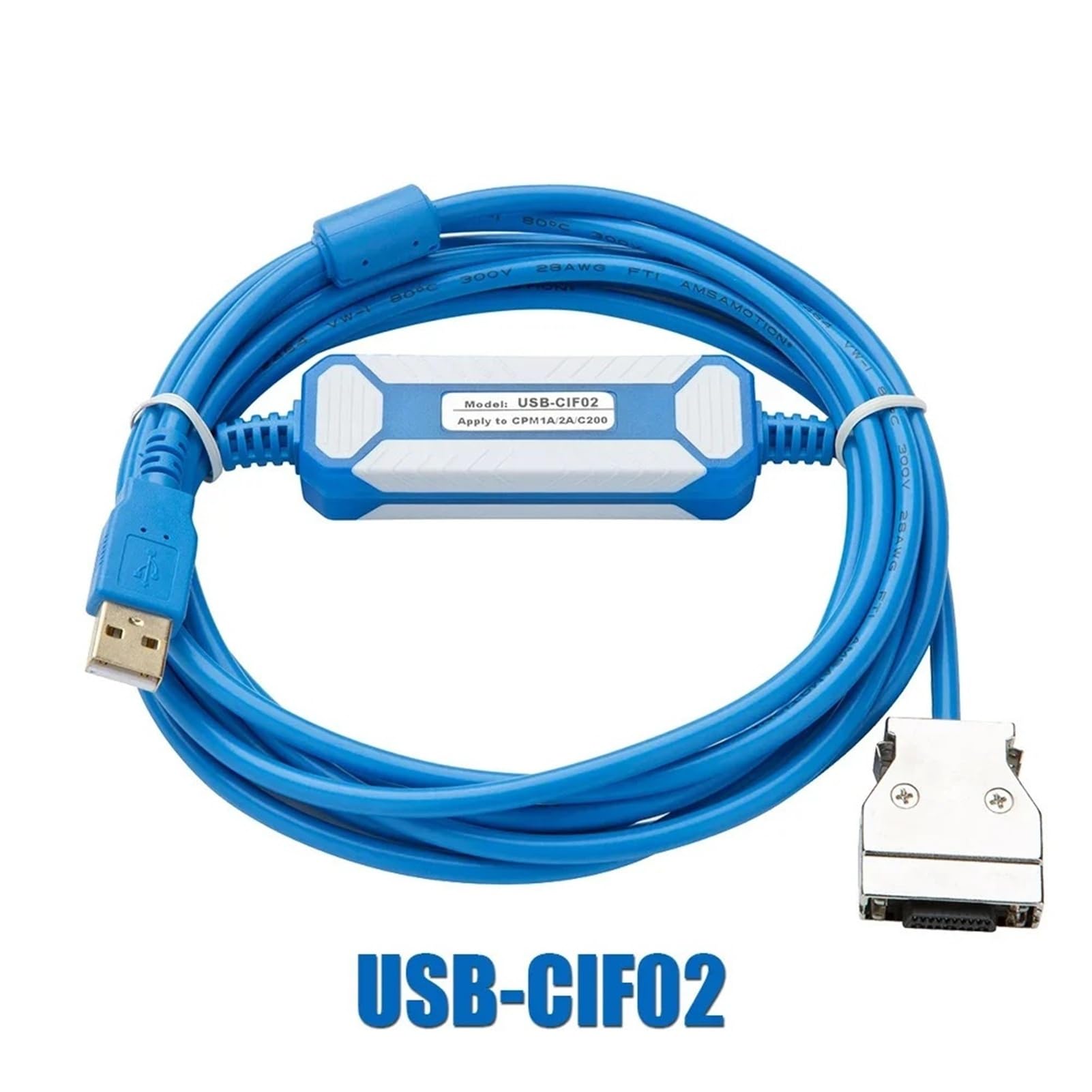 Câble de programmation PLC Câble de programmation FTDI compatible USB vers RS232 for automates programmables des séries CPM1/CPM1A/CPM2A/CPM2AH/C200HS(Blue USB-CIF02)
