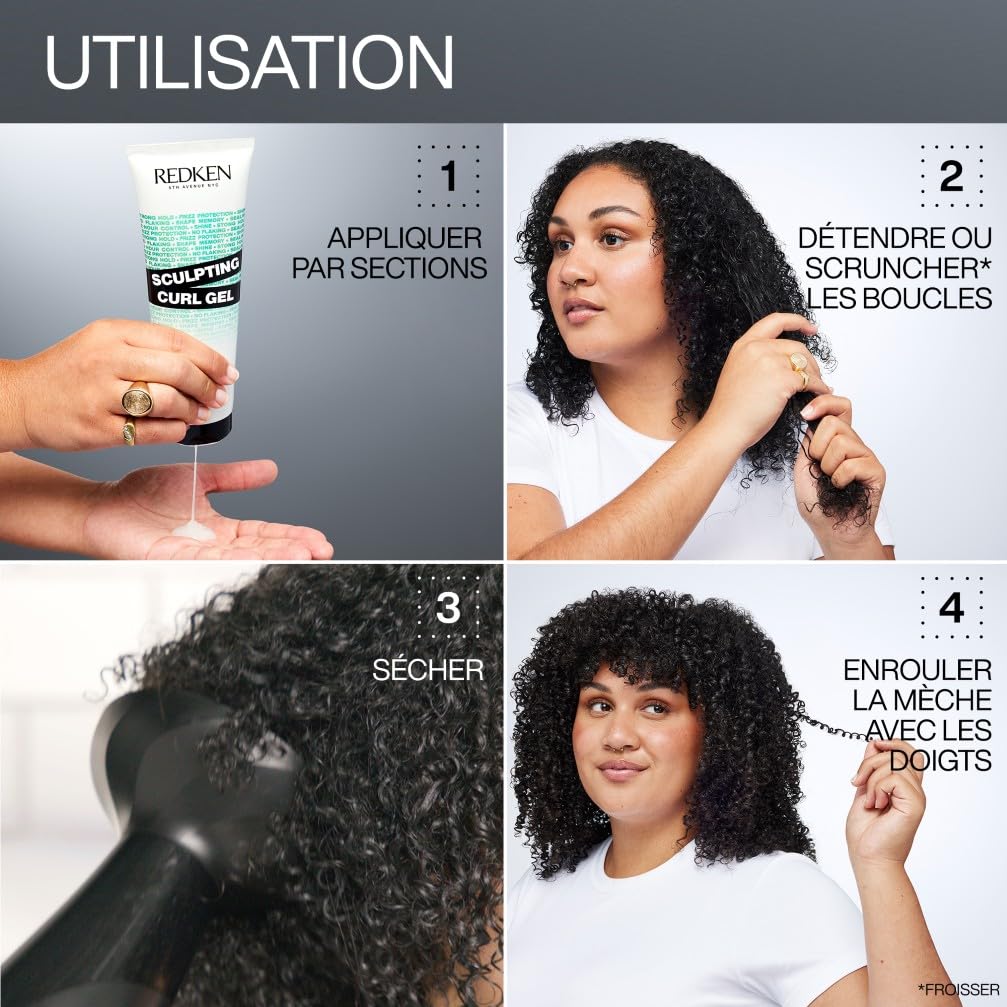 REDKEN, Gel de Fixation 72h, Hydrate & Fixe les Boucles, Formule à l'Huile de Jojoba & Squalane, Cheveux Bouclés, Frisés & Crépus, Vegan, Sans Silicone & Sans Sulfate, Hybrid Curl Stylers, 250ml