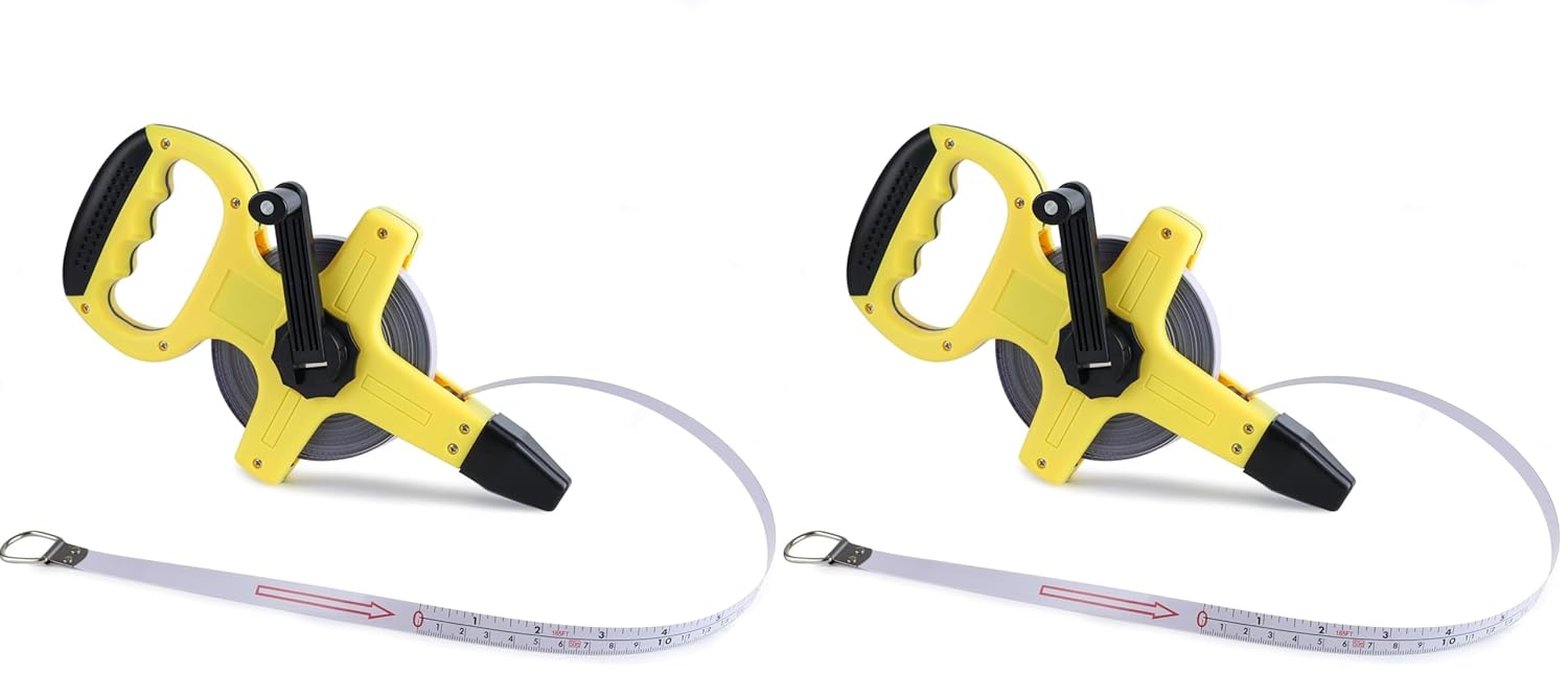 Lichamp Long Tape Measure 165FT/50M, SAE Metric Steel Tape Reel for Engineer, Field and Yard (Pack of 2)