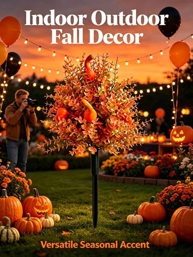 ChayWillow Artificial Fall Pumpkin Gourd Halloween Garden Stake - image 6