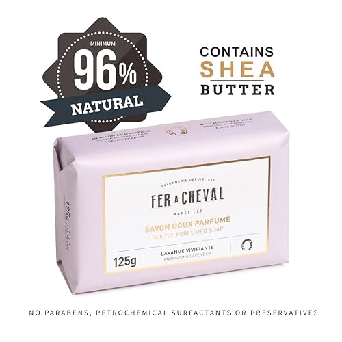Miniatura 4 de Fer à Cheval Jabón natural en barra, jabón natural perfumado suave, barras de jabón de baño de lavanda francesa orgánica, lavanda energizante, 4.41