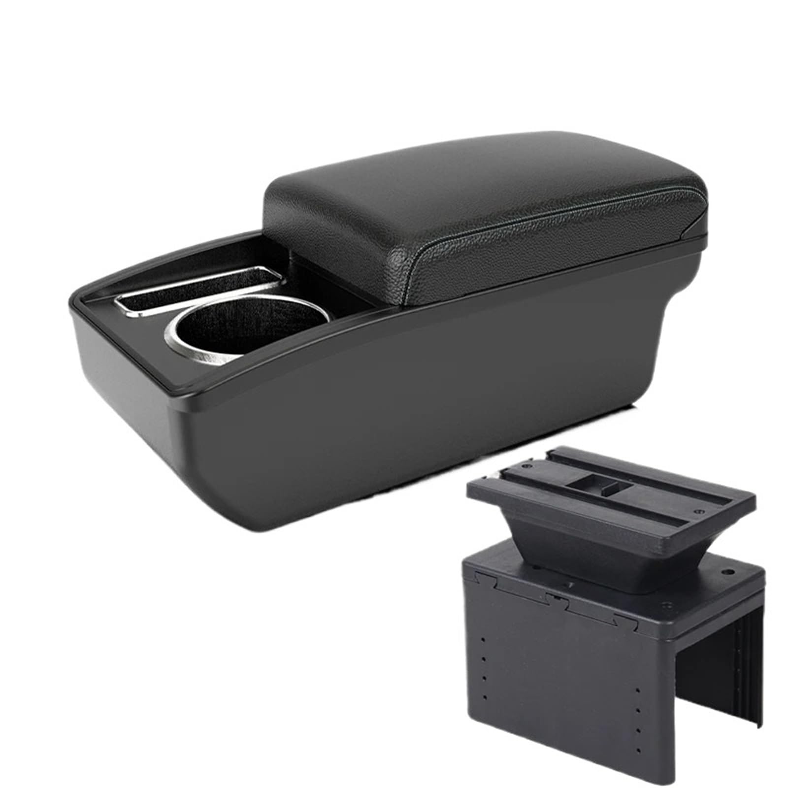 NOKRGQW Car Armrest Box Universal Model Armrest Car Accessories Storage Box Retrofit(A3 Black white NOUSB)