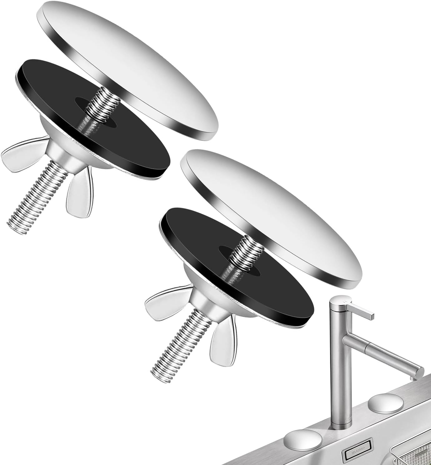 2 Pack Stainless Steel Sink Hole Cover - Blanking Plate Plug For Unused Sink Holes, 0.6-1.6" Fit