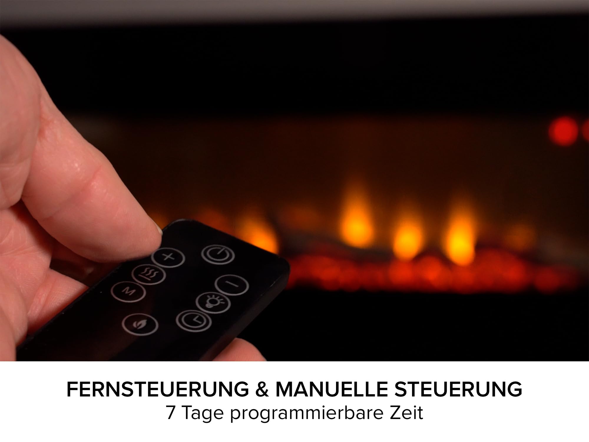 WM-9331 Elektrischer Wandkamin mit Fernbedienung in Schwarz, 107 cm