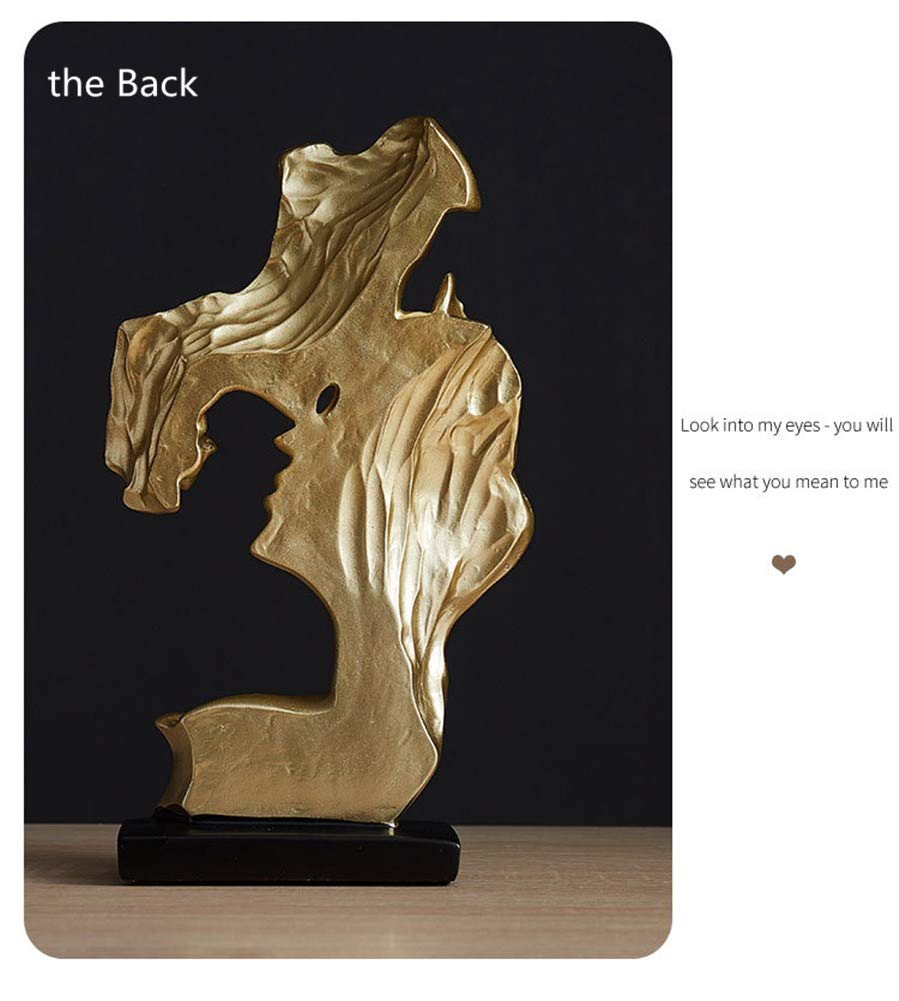Estatuas de The Kissing Lover adecuadas como regalo de boda, para escritorio, armario, decoración del hogar, 10.2 pulgadas de alto (dorado)