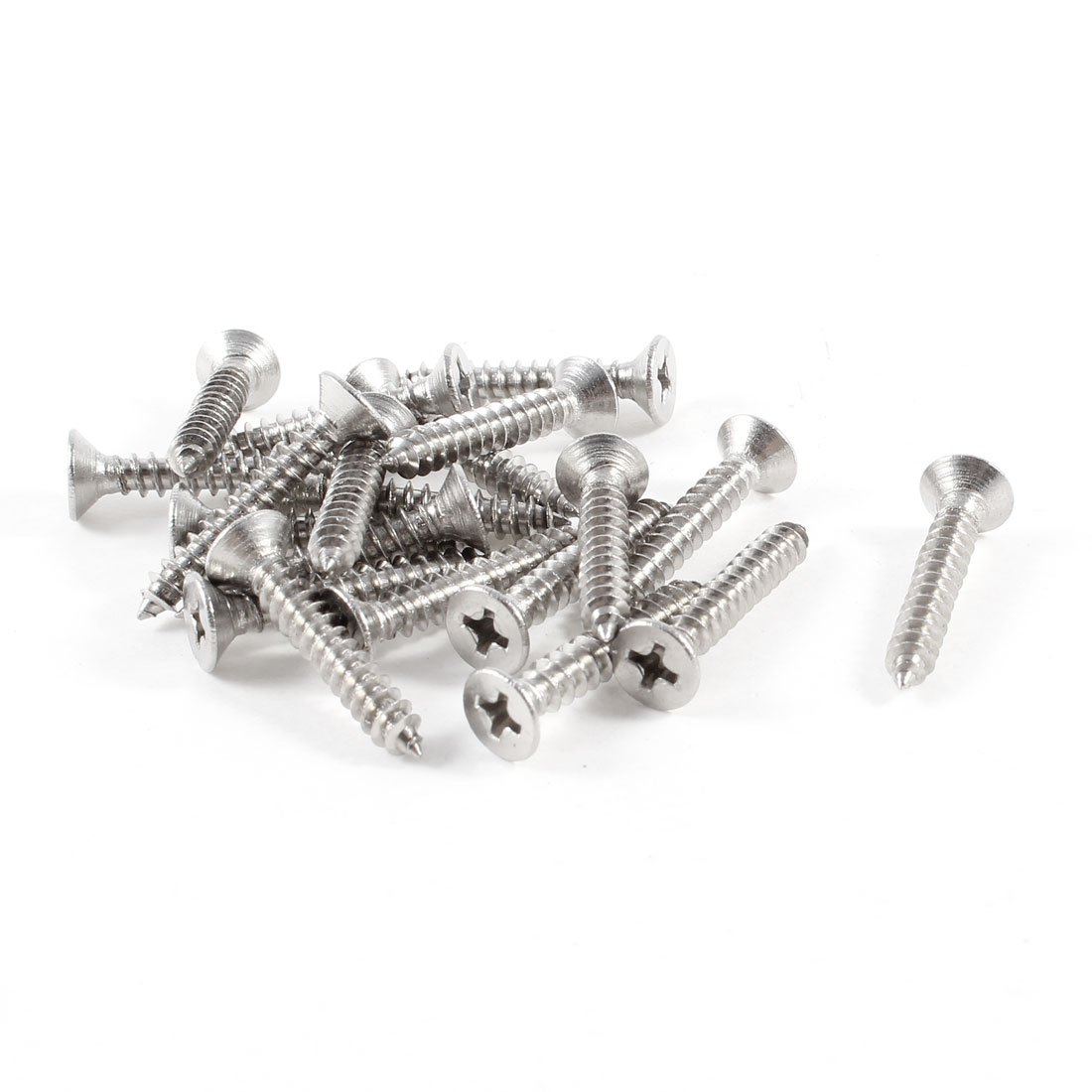 uxcell® 25mm x 4mm Thread Diameter Stainless Steel Crosshead Self Tapping Screw 20Pcs