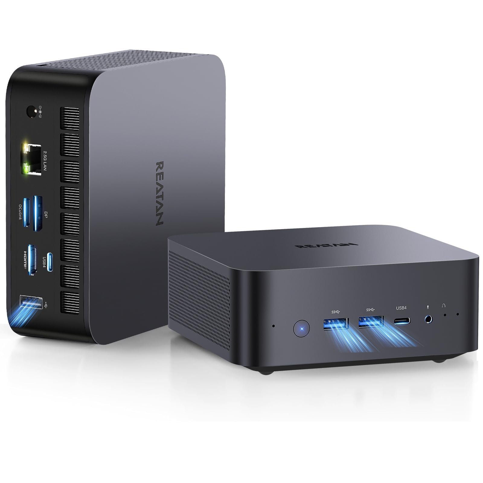 AI X7 Mini PC AMD Ryzen 7 255(Upgraded 8745HS),32GB DDR5 RAM 1TB PCIe 4.0 SSD, mini computers, Quda Display,Wifi7 BT5.4,Dual USB4.0, OCuLink,HDMI 2.1,DP for business,home