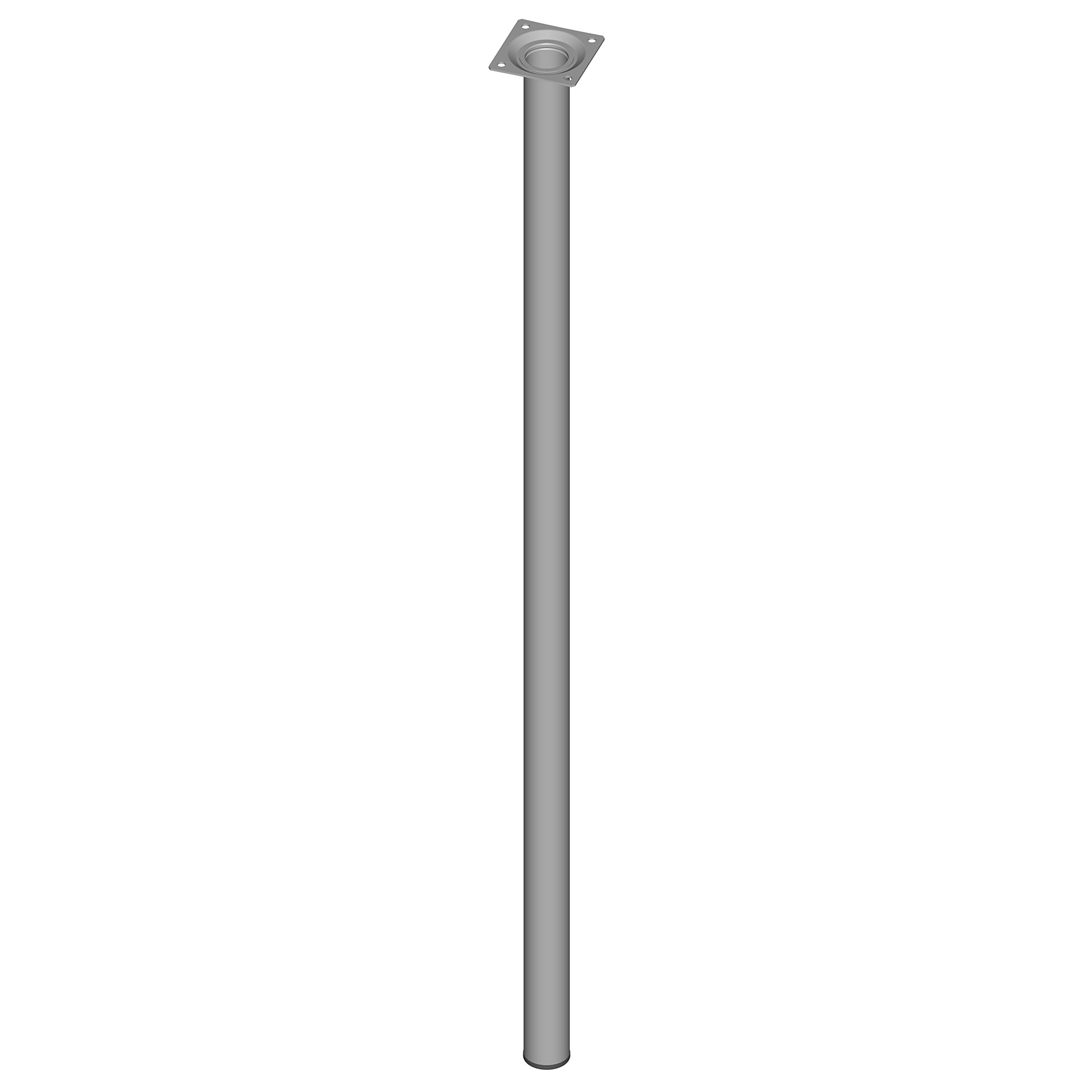 Element System Steel Pipe Feet Round Table Leg, Furniture Feet including Screw-On Plate, 11100-00093, White Aluminium, 80 cm