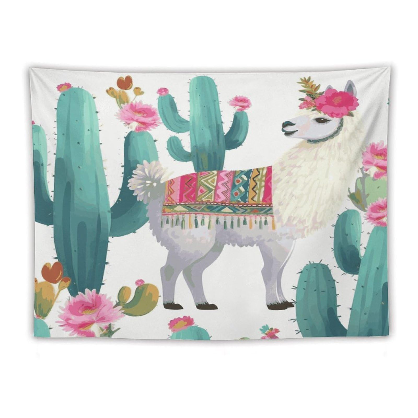 LDGSUPH Tropical Llama Alpaca Cactus Flower Tapestry Wall Hanging Decor Anti-fading Aesthetic Wall Tapestries Fashion Wall Blanket Decor Modern Wall Art Tapestry for Bedroom Home Decor 60"x80"