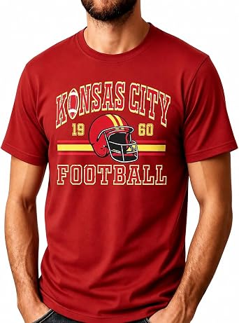 Football Shirts Men Football Graphic Short Sleeve T-Shirt Casual Game Day Tee for Sports Fans