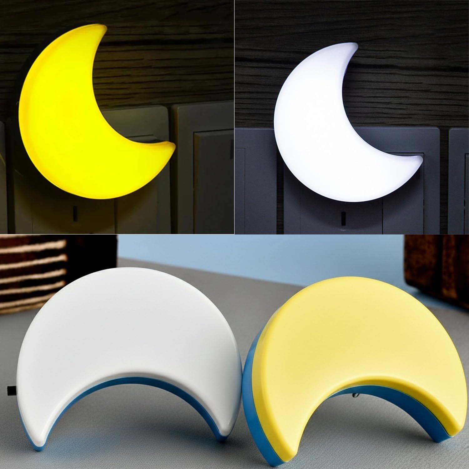 2W Automatic Night Sensor Lamp, Yellow, Moon