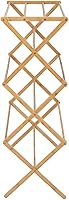 Vista 3 de Estante de secado plegable de bambú – Soporte de secado de ropa plegable para uso en interiores y exteriores – Perchero de ropa que ahorra espacio