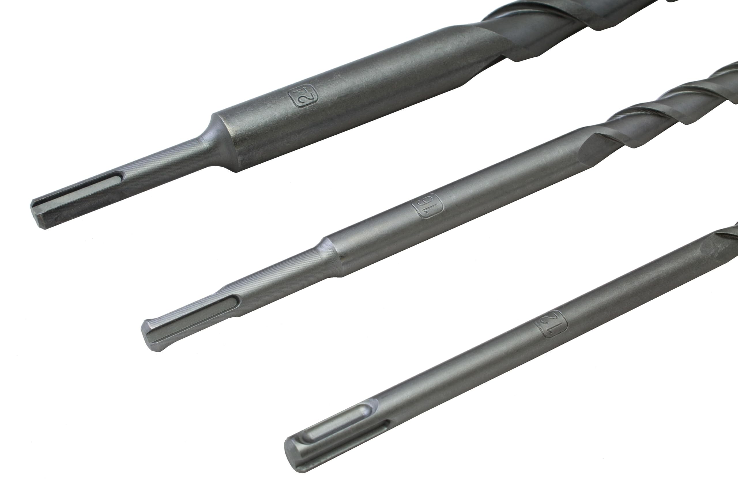 KIT 3 Brocas SDS PLUS de 1 Metro (1000 mm) | Brocas Pasamuros Extra Largas SDS-Plus: Ø 12, 16 y 24 mm | Barrenas Profesionales Hormigón, Piedra y Ladrillo (mampostería. Punta de Carburo de Tungsteno