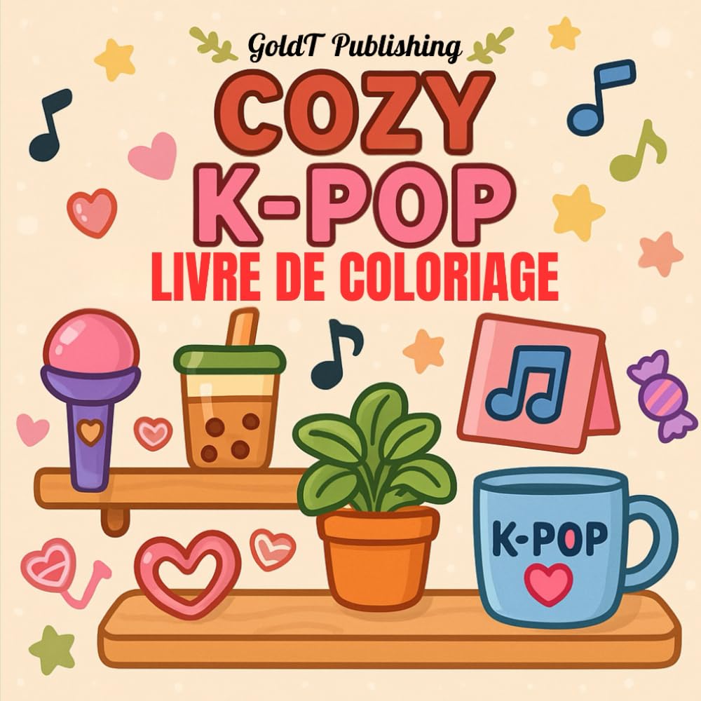 Livre de coloriage Cozy K-Pop: 60 dessins uniques pour les fans de K-pop, un livre de coloriage audacieux et facile pour enfants, adolescents et adultes - Idée cadeau parfaite