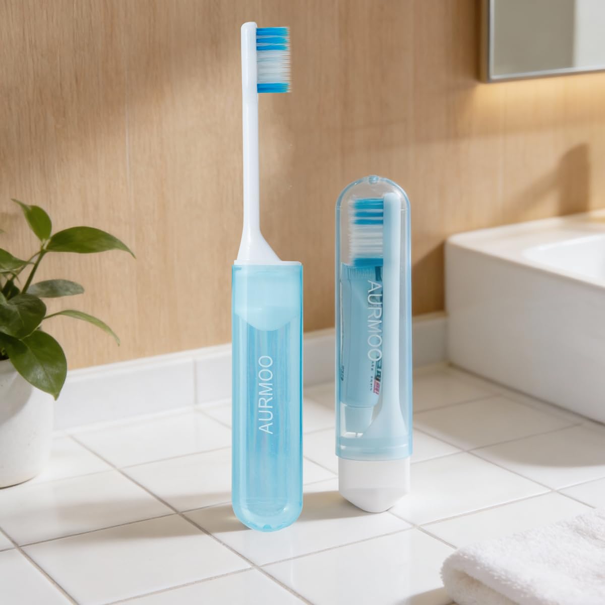 Spazzolini da denti da viaggio Pieghevoli, 30 Spazzolino da Viaggio con Dentifricio, Spazzolino da Denti Portatile, Spazzolini Monouso, Toothbrushes, Confezionati Singolarmente, Blu